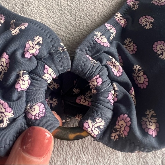 J. Crew Ring Halter Two-Piece Best Buds Floral Bikini Swimsuit Midnight S/M - Picture 6 of 15